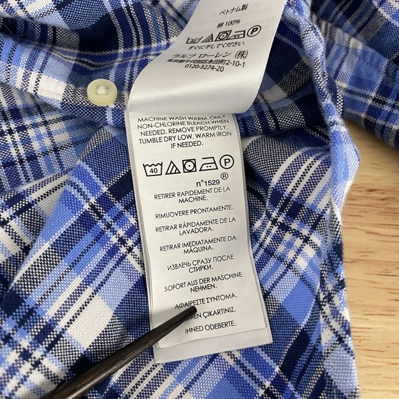 Ralph Lauren‎ Shirt Men's 2XB Big Long Sleeve Button Down Blue Plaid Pony - Picture 13 of 14